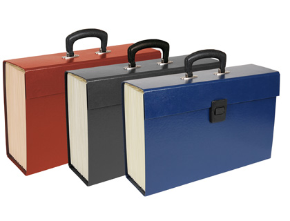 [MF01] MALETIN LIDERPAPEL CON FUELLE Y ASA CARTON FORRADO 19 DEPARTAMENTOS 255X390X120 MM COLORES SURTIDOS