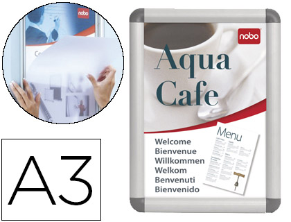 [1902213] MARCO PORTA ANUNCIOS NOBO CLIPDOWN DIN A3 MARCO DE ALUMINIO CON CANTONERAS 33,5X45,8X1,7 CM