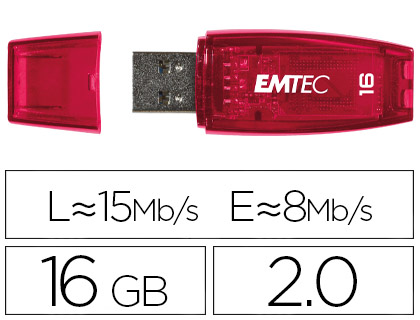 [E110619] MEMORIA USB EMTEC FLASH C410 16 GB 2.0 ROJO