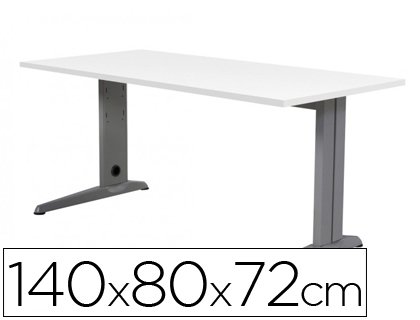 [2001AC04] MESA DE OFICINA ROCADA METAL 2001AC04 ALUMINIO /BLANCO 140X80 CM