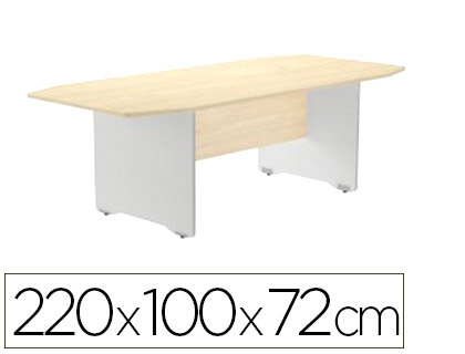 [3003AN01V24] MESA DE REUNION ROCADA MEETING 3003AN01 ESTRUCTURA MADERA GRIS ALUMINIO TABLERO MADERA HAYA 220X100X72 CM