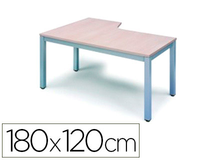 [2052AD04] MESA ROCADA SERIE EXECUTIVE 180X120 CM DERECHA ACABADO AD04 ALUMINIO/BLANCO