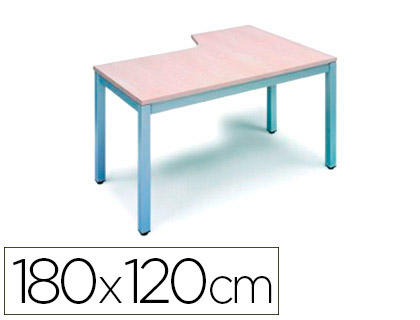 [2054AD04] MESA ROCADA SERIE EXECUTIVE 180X120 CM IZQUIERDA ACABADO AD04 ALUMINIO/BLANCO