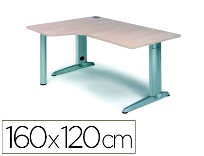 [2053AC01] MESA ROCADA SERIE METAL 160X120 CM IZQUIERDA ACABADO AC01 HAYA