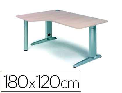 [2054AC04] MESA ROCADA SERIE METAL 180X120 CM IZQUIERDA ACABADO AC04 BLANCO