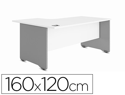 [2053AN04V24] MESA ROCADA SERIE WORK 160X120 CM IZQUIERDA ACABADO AN04 GRIS/BLANCO