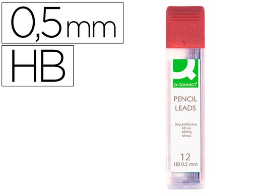 [KF00235] MINAS Q-CONNECT GRAFITO 0,5 MM HB ESTUCHE DE 12 MINAS LONGITUD 60 MM