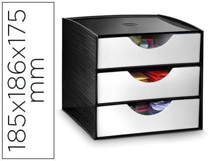 [1081110561] MODULO CAJONES DE SOBREMESA CEP 3 CAJONES POLIESTIRENO COLOR GRIS/MARRON ESPECIAL PARA SNACKS 185X186X175 MM