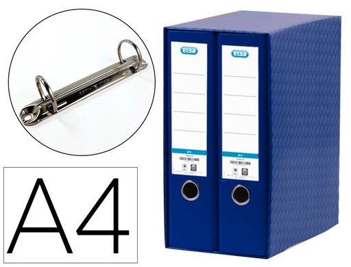 [100580050] MODULO ELBA 2 ARCHIVADORES DE PALANCA DIN A4 CON RADO 2 ANILLAS AZUL LOMO DE 80 MM