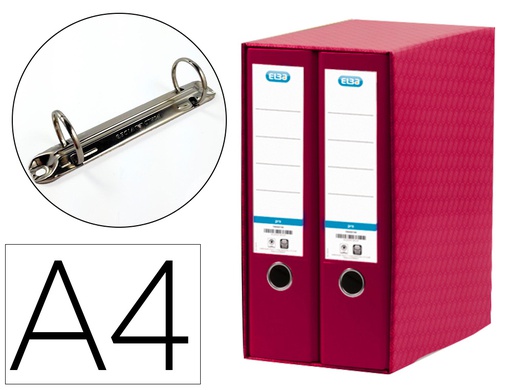 [100580052] MODULO ELBA 2 ARCHIVADORES DE PALANCA DIN A4 CON RADO 2 ANILLAS ROJO LOMO DE 80 MM