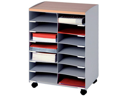 [DC14N.02.23] MODULO PAPERFLOW CON 14 CASILLAS Y RUEDAS PIVOTANTES COLOR GRIS 720X514X330 MM