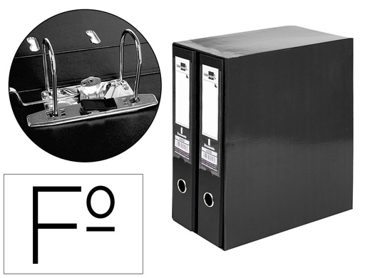 [MD45] MODULO LIDERPAPEL 2 ARCHIVADORES FOLIO 2 ANILLAS MECANISMO DE PALANCA 75MM NEGRO