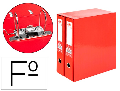 [MD46] MODULO LIDERPAPEL 2 ARCHIVADORES FOLIO 2 ANILLAS MECANISMO DE PALANCA 75MM ROJO