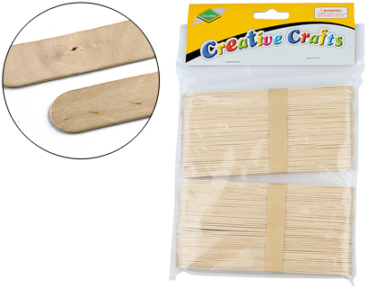[AC-01] PALILLO PARA MANUALIDADES LIDERPAPEL MADERA COLOR NATURAL 15X2 CM BOLSA DE 100 UNIDADES