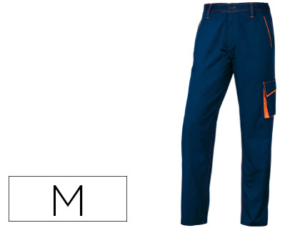 [M1PA2BMTM] PANTALON DE TRABAJO DELTAPLUS CINTURA AJUSTABLE 5 BOLSILLOS COLOR AZUL NARANJA TALLA M
