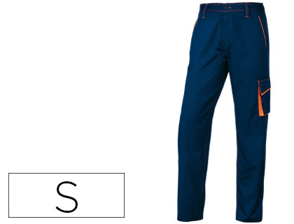[M6PANBMPT] PANTALON DE TRABAJO DELTAPLUS CINTURA AJUSTABLE 5 BOLSILLOS COLOR AZUL NARANJA TALLA S