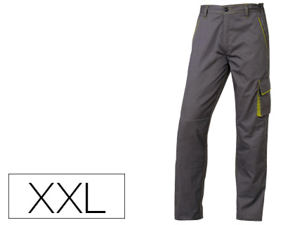 [M1PA2GV(M6PANGRXX)] PANTALON DE TRABAJO DELTAPLUS CINTURA AJUSTABLE 5 BOLSILLOS COLOR GRIS VERDE TALLA XXL