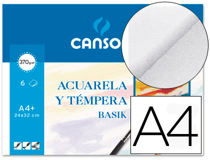 [C400110488] PAPEL ACUARELA BASIK CANSON DIN A4+ 370 GR PACK DE 6 HOJAS