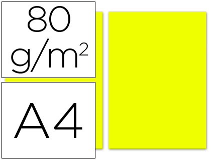 [PC46] PAPEL COLOR LIDERPAPEL A4 80GR LIMON PAQUETE DE 100 HOJAS