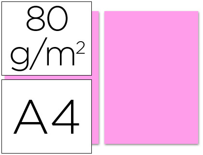 [PC54] PAPEL COLOR LIDERPAPEL A4 80GR ROSA PAQUETE DE 100 HOJAS