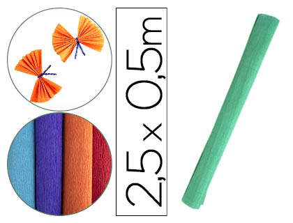 [CP29] PAPEL CRESPON LIDERPAPEL ROLLO DE 50 CM X 2,5 M 85G/M2 VERDE