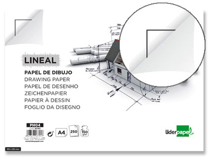 [PH04] PAPEL DIBUJO LIDERPAPEL 210X297MM 150G/M2 CON CAJETIN PARA DATOS