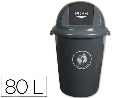 [KF04237] PAPELERA CONTENEDOR Q-CONNECT PLASTICO CON TAPADERA 80L COLOR GRIS 450X760 MM