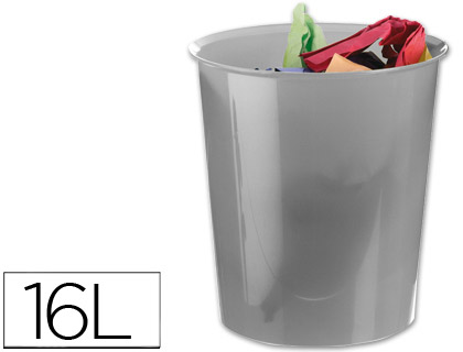 [KF15255] PAPELERA PLASTICO Q-CONNECT TRANSPARENTE 16 LITROS