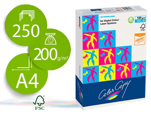 [CC-200-A4] PAPEL FOTOCOPIADORA COLOR COPY DIN A4 200 GRAMOS PAQUETE DE 250 HOJAS