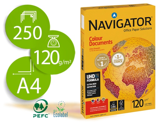 [NAV-120-A4] PAPEL FOTOCOPIADORA NAVIGATOR DIN A4 120 GRAMOS PAQUETE DE 250 HOJAS