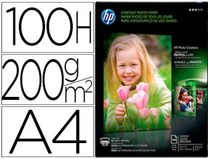 [Q2510A] PAPEL FOTOGRAFICO HP DIN A4 SEMI GLOSSY 200 GR PAQUETE DE 100 HOJAS