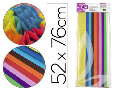 [SE02] PAPEL SEDA LIDERPAPEL 52X76CM 18G/M2 BOLSA DE 10 HOJAS COLORES SURTIDOS