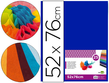 [SE20] PAPEL SEDA LIDERPAPEL AZUL 52X76 CM 18 GR PAQUETE DE 25 HOJAS