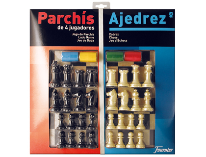 [130012249] PARCHIS CON AJEDREZ TABLERO GRANDE 4 JUGADORES 41X40X4,8 CM