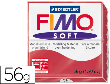 [8020-26] PASTA STAEDTLER FIMO SOFT 57 GR COLOR ROJO CEREZA