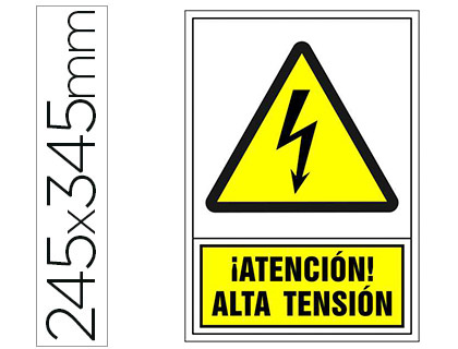 [2040] PICTOGRAMA SYSSA SEÑAL DE ADVERTENCIA ATENCION! ALTA TENSION EN PVC 245X345 MM