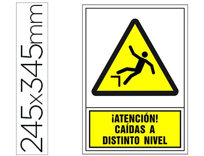 [2084] PICTOGRAMA SYSSA SEÑAL DE ADVERTENCIA ATENCION! CAIDAS A DISTINTO NIVEL EN PVC 245X345 MM