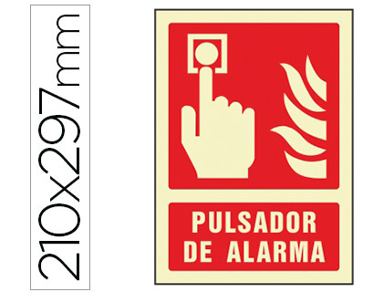[6060F] PICTOGRAMA SYSSA SEÑAL DE PULSADOR DE ALARMA EN PVC FOTOLUMINISCENTE 210X297 MM