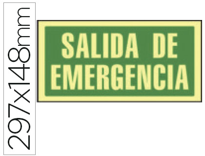[9070F] PICTOGRAMA SYSSA SEÑAL DE SALIDA DE EMERGENCIA EN PVC FOTOLUMINISCENTE 320X160 MM