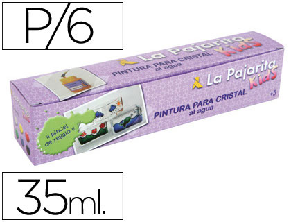 [999994] PINTURA LACA CRISTAL LA PAJARITA KIDS 35 ML CAJA DE 6 UNIDADES COLORES SURTIDOS + PINCEL
