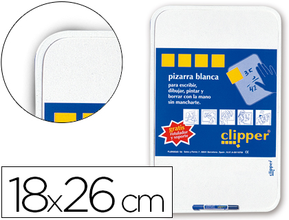 [PP0213] PIZARRA BLANCA CLIPPER PEQUEÑA 18X26 CM CON ROTULADOR