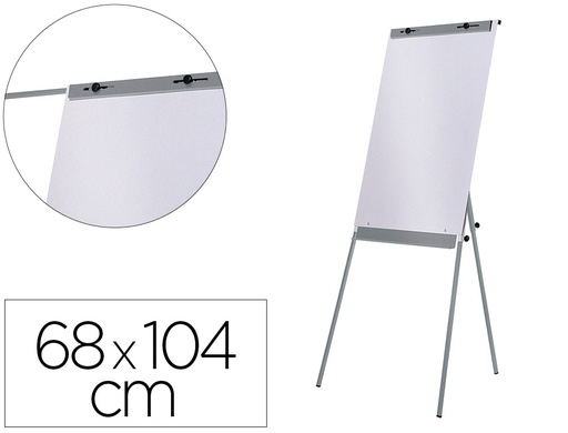 [610V19] PIZARRA BLANCA ROCADA CON TRIPODE PARA CONFERENCIAS MAGNETICA LACADA BRAZO EXTENSIBLE 68X104 CM ALTURA