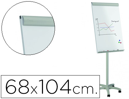 [616K] PIZARRA BLANCA ROCADA PARA CONFERENCIAS METALICA LACADA MAGNETICA CON RUEDAS 68X104 CM