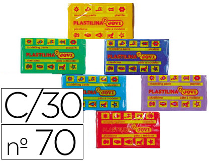 [70S] PLASTILINA JOVI 70 TAMAÑO PEQUEÑO CAJA DE 30 UNIDADES COLORES SURTIDOS