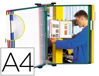 [414109] PORTACATALOGO DE PARED METALICO TARIFOLD CON 10 FUNDAS DIN A4 COLORES SURTIDOS