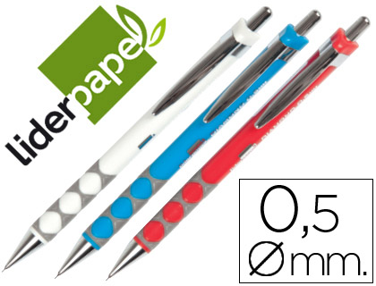 [MI21] PORTAMINAS LIDERPAPEL DIAMOND 0,5 MM CON GOMA Y SUJECION SOFT COLORES SURTIDOS