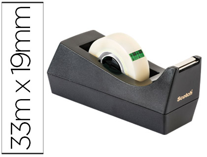 [7100044085] PORTARROLLO SOBREMESA SCOTCH C38 COLOR NEGRO INCLUYE 3 CINTAS SCOTCH MAGIC 33 MT X 19 MM