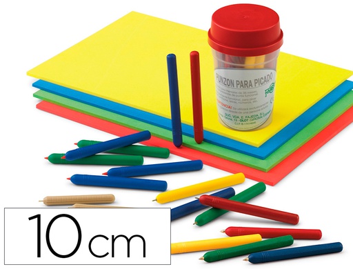 [768] PUNZON FAIBO PLASTICO CON PUNTA DE ACERO LATONADO 10 CM COLORES SURTIDOS