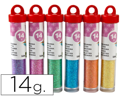 [PU04] PURPURINA LIDERPAPEL FANTASIA COLORES METALICOS PASTELES BOTE DE 14 GR