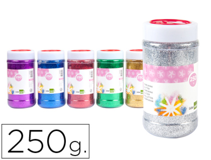 [PU08] PURPURINA LIDERPAPEL FANTASIA COLORES METALICOS SURTIDOS BOTE DE 250 GR